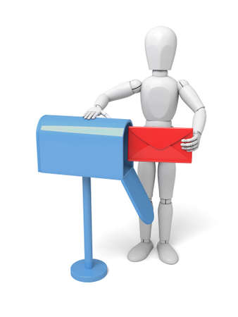 A 3d people with a mailbox. 3d image. Isolated white backgroundの写真素材