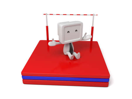 3d people high jump. 3d image. Isolated white backgroundの写真素材