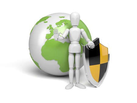 3d people with a shield and a sword, 3d image. Isolated white background.の写真素材