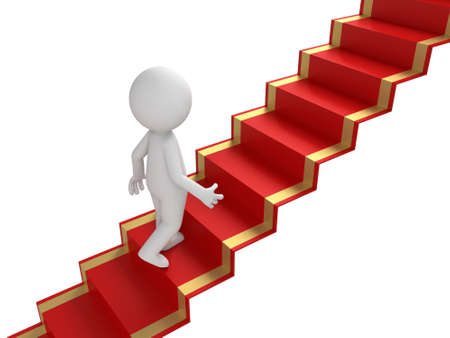 3d people walking on the red carpet. 3d image. Isolated white backgroundの写真素材