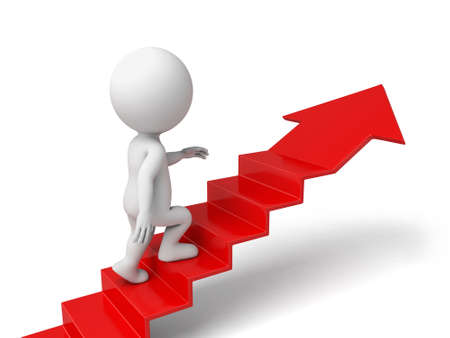 3d people standing on the arrow.3d image. Isolated white background.の写真素材