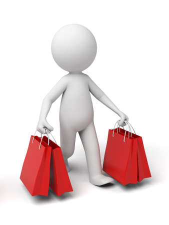3d people with some shopping bag. 3d image. Isolated white background.の写真素材