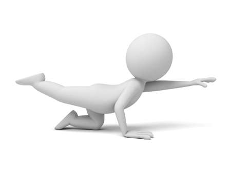 3d people doing yoga exercise. 3d image. Isolated white backgroundの写真素材