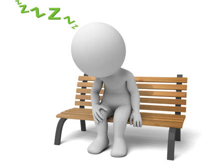 3d people sitting on a bench, have a rest. 3d image. Isolated white backgroundの写真素材