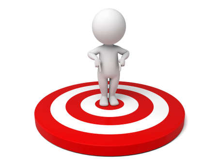 3d people with a target.  Isolated white backgroundの写真素材