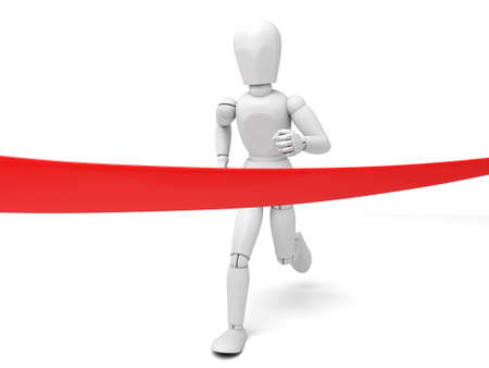 3d people crossing the finishing line. Isolated white background.の写真素材