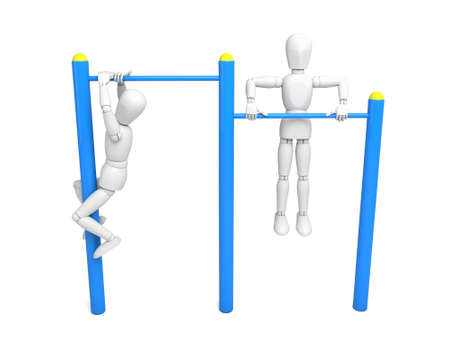 Athlete on horizontal bar Isolated on White Background