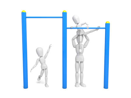 Athlete on horizontal bar Isolated on White Background