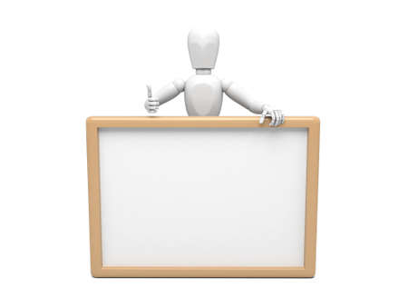 3d people with an empty signboard in hands.  Isolated white background.の写真素材