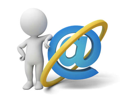 A 3d people with a email symbol. 3d image. Isolated white backgroundの写真素材