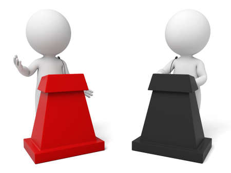 3d people make a speech. 3d image. Isolated white background