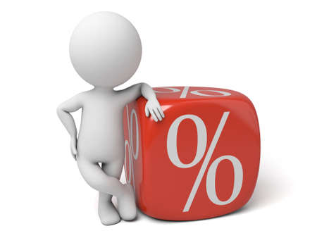 3d people sitting on a discount cubeの写真素材