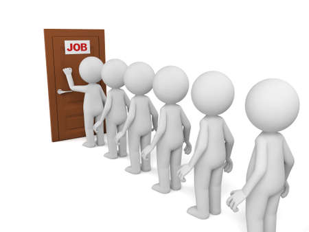 3d people waiting for job interview. 