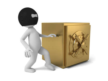 3d thief tried to steal the safe box. の写真素材