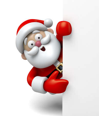 The Santa Claus and a white boardの写真素材