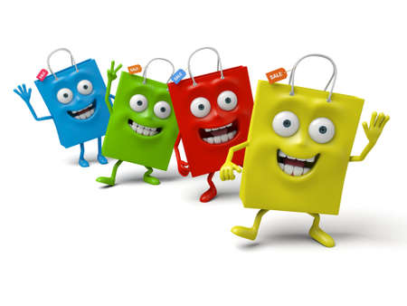 Four shopping bags's happy time