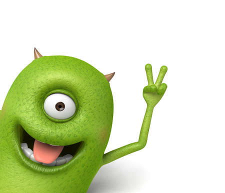 The little monster smiled and made a gesture of victoryの写真素材