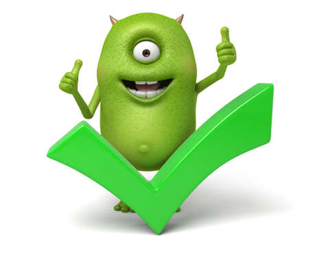 The little monster is very glad to pass the billの写真素材