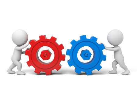 The 3D guy and some mechanical partsの写真素材