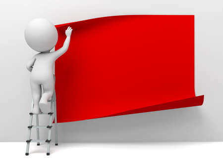 The 3D guy brushes the paint on the boardの写真素材