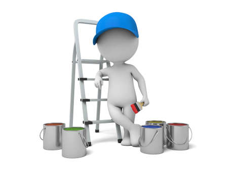 The 3D guy is a painterの写真素材