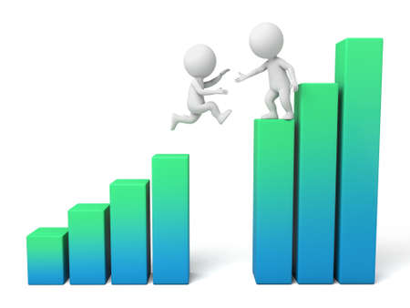 The 3D guy and a growth rate chartの写真素材