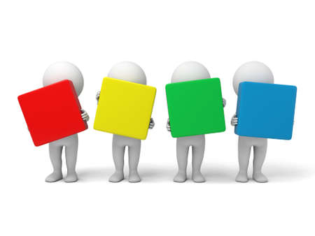 The 3D guys and a few of colourful boxの写真素材