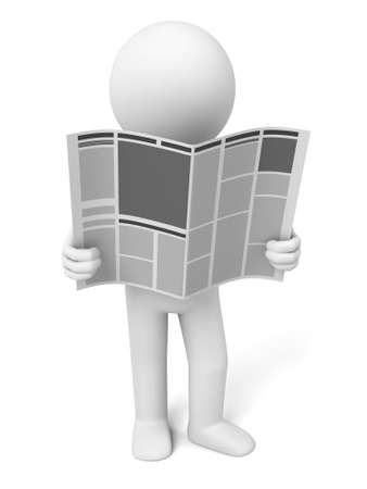 3D guy  reading  newspaperの写真素材