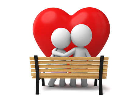 A couple sitting on a benchの写真素材