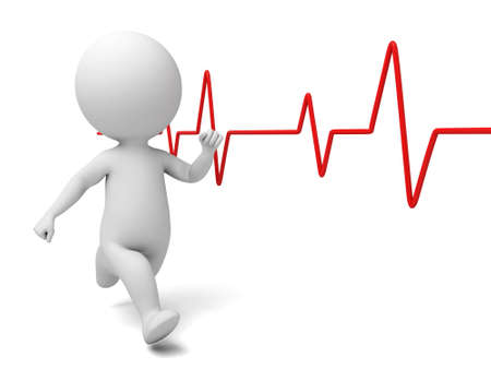 The 3d guy and  heartbeat electrocardiogramの写真素材