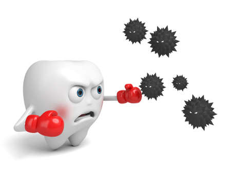 The tooth brushed off the bacteria with the fistの写真素材