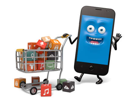 A smartphone and a lot of cellphone applicationsの写真素材