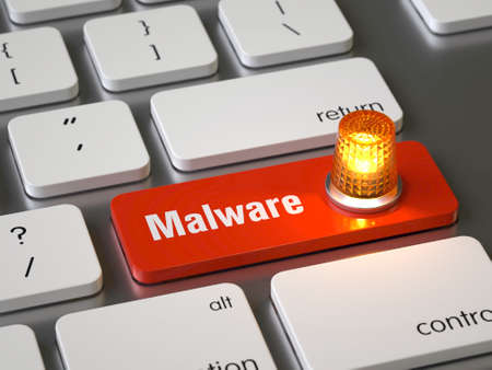 Malware key on the keyboardの写真素材
