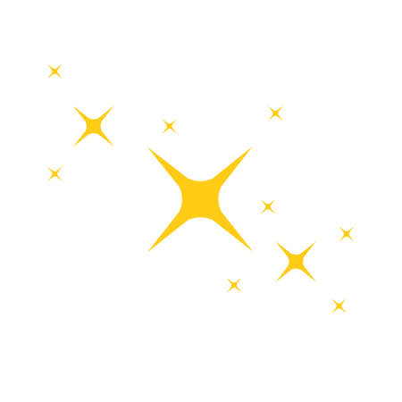 Golden twinkles and sparkles icon. Shining star effect isolated on white background. Vector flat illustration.のイラスト素材