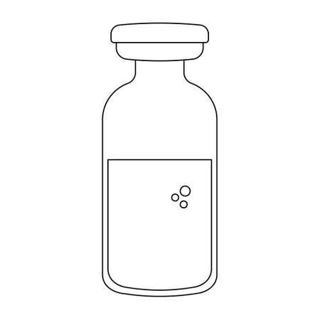 Linear vaccine or drug vial icon isolated on white background. Treatment or vaccination concept. Editable stroke. Vector outline illustration.のイラスト素材