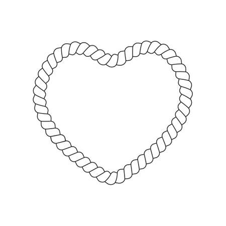 Heart rope shape icon isolated on white background. Simple Valentine frame. Vector graphic illustration.のイラスト素材