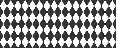 Harlequin seamless pattern. Geometric background with with black and white rhombus. Circus or masquerade ornament. Vector flat illustration.のイラスト素材