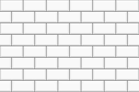 White metro tile seamless pattern. Subway brick wall background. Stone or ceramic kitchen backsplash, bathroom wall or floor texture. Vector flat illustration.のイラスト素材