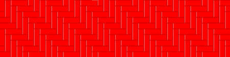 Red herringbone subway tile seamless pattern. Kitchen backsplash or bathroom wall or floor surface. Metro stone or ceramic brick wall background. Vector flat illustration.のイラスト素材