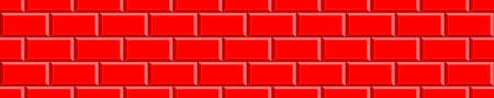 Red brick wall seamless pattern. Kitchen or bathroom metro tile design. Geometric background. Vector flat illustration.のイラスト素材