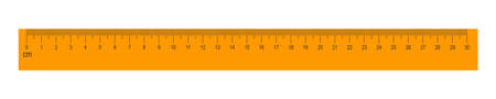 30 centimeters orange ruler isolated on white background. Math or geometric tool for distance, height or length measurement with markup and numbers. Vector flat illustration.のイラスト素材