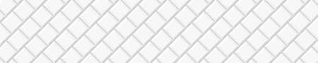 White square tile in diagonal arrangement. Bathroom or toilet ceramic wall texture. Kitchen backsplash seamless pattern. Interior or exterior horizontal mosaic surface. Vector flat illustrationのイラスト素材