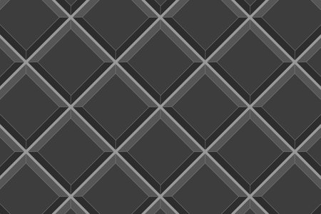 Black square tile diagonal seamless pattern. Kitchen backsplash background. Bathroom or toilet ceramic wall or floor diamond mosaic. Indoor or outdoor mosaic texture. Vector flat illustrationのイラスト素材