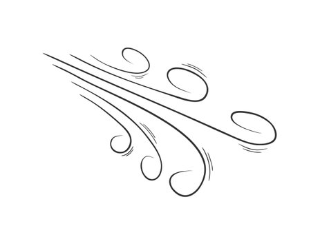 Air flow or wind blow doodle swirls. Gust, smoke, dust hand drawn effect isolated on white background. Vector outline illustration.のイラスト素材