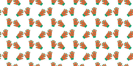 Seamless pattern with pairs of warm knitted polka dot gloves. Winter, Christmas or New Year design for scrapbooking or wrapping paper. Vector flat illustrationのイラスト素材