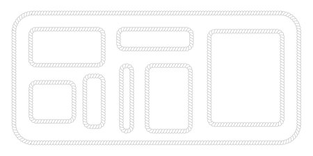 Set of rectangle rope frames for photo in retro yacht style. Nautical design elements for print and decoration isolated on white background. Maritime theme border. Vector graphic illustrationのイラスト素材