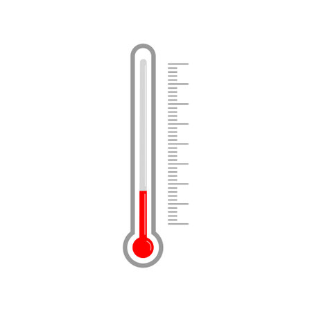Meteorological thermometer glass tube with mercury and graphic scale degree. Vertical indoor or...