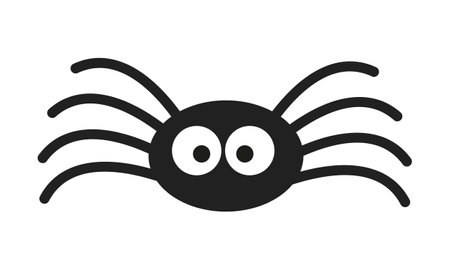 Cute little spider with big eyes isolated on white background. Halloween party design element. Vector cartoon illustration.のイラスト素材