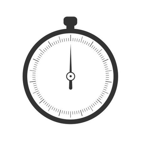 Chronometer with round measuring scale and arrow. Template of barometer, compass, speedometer, manometer, level meter tool isolated on white background. Vector graphic illustration.のイラスト素材