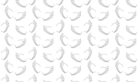 Flying angel or bird wings seamless pattern. Freedom or spirit concept background. Scrapbooking or wrapped paper, cloth or bedcloth design. Vector graphic illustration.のイラスト素材